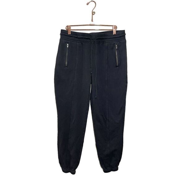 Joie Asher Joggers Sweatpants‎ Women’s Medium Zip Pockets Drawstring Taper Black - Picture 1 of 5